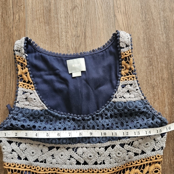 Anthropologie Maeve Striated Lace Dress Sz 4 Embroidered Fit and Flare Boho - Picture 10 of 13